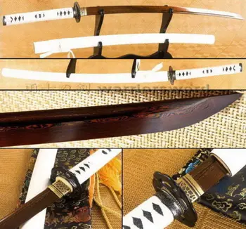 

Red & Black Folded Steel Blade Full Tang Sharpened Japanese Sword Katana #558