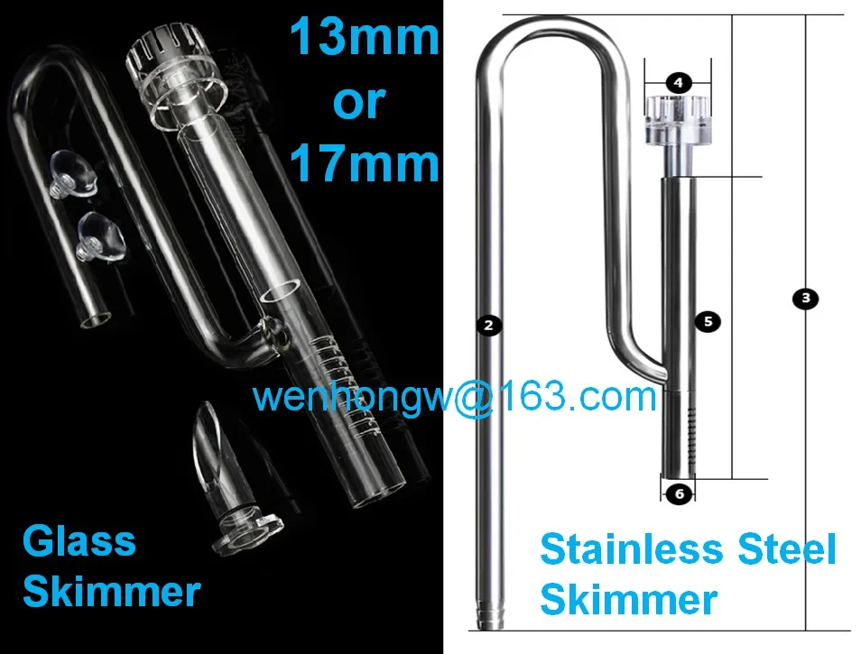 Stainless Steel Skimmer, Glass Water Surface Oil Skimmer Aquarium Plant
