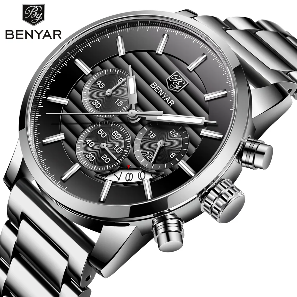 Reloj Hombre 2016 BENYAR модные спортивные мужские часы с хронографом Лидирующий бренд
