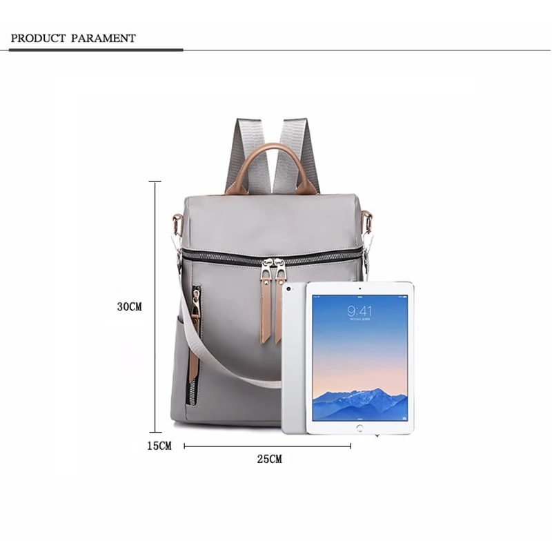  Casual Women Multi-function Bag Waterproof Simple Female Large-capacity Backpack PU Leather Black G - 32974937784