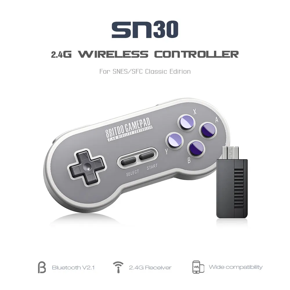 

8Bitdo SN30 Wireless Bluetooth Gamepad Game Controller with 2.4G NES USB Receiver for Nintendo Switch Steam Gamer Joysticks