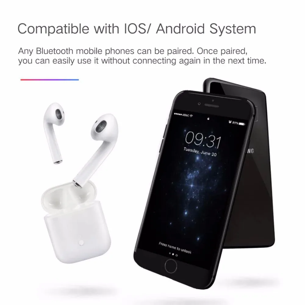 LK-TE8 air pod Smart touch no button TWS Headphones Bluetooth v5.0 Headset Wireless Earphone 8