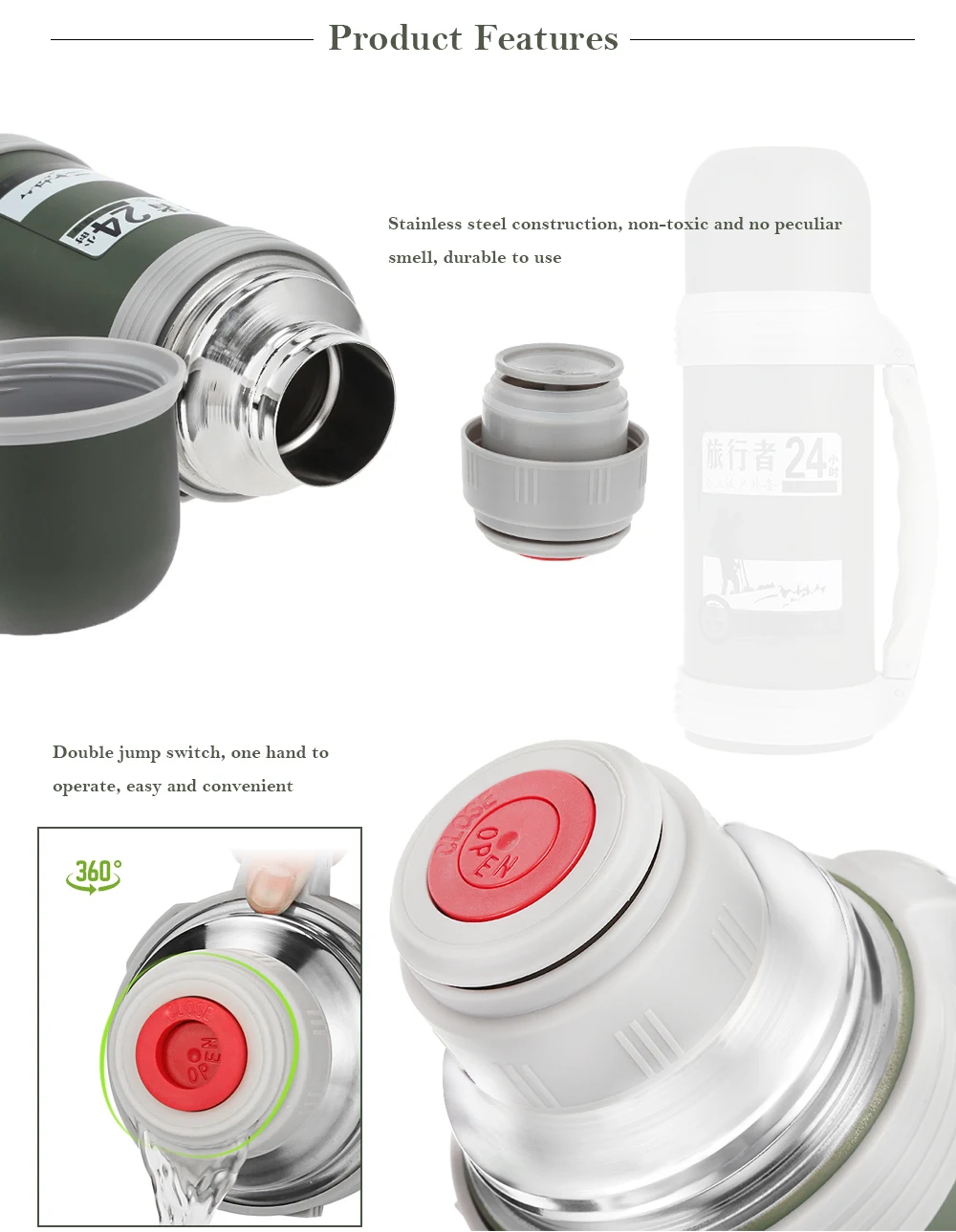 1.2L Stainless Steel Vacuum Cup Travel Mug