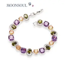 El Oro blanco Plateó Multicolores Pulsera para Las Mujeres Del Encanto AAA Cubic Zircon Strand Bracelet & Bangle B10024