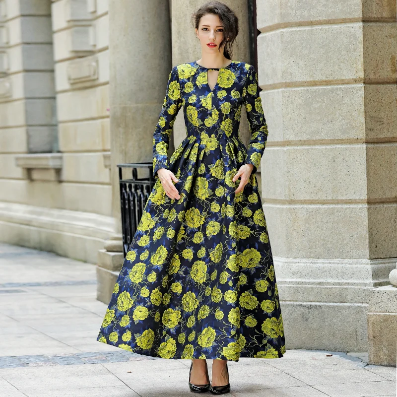 2019 goede kwaliteit vrouwen mode jurk herfst winter lange maxi bloemenprint jurk 2019 goede kwaliteit vrouwen mode jurk herfst winter lange maxi bloemenprint jurk