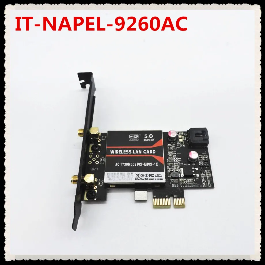 

IT-NAPEL-9260AC for Intel 9260 AC 9260AC 9260NGW MU-MIMO Bluetooth 5.0 PCI-E PCIe 1x X1 WiFi Card For desktop PC PK 7260 7265