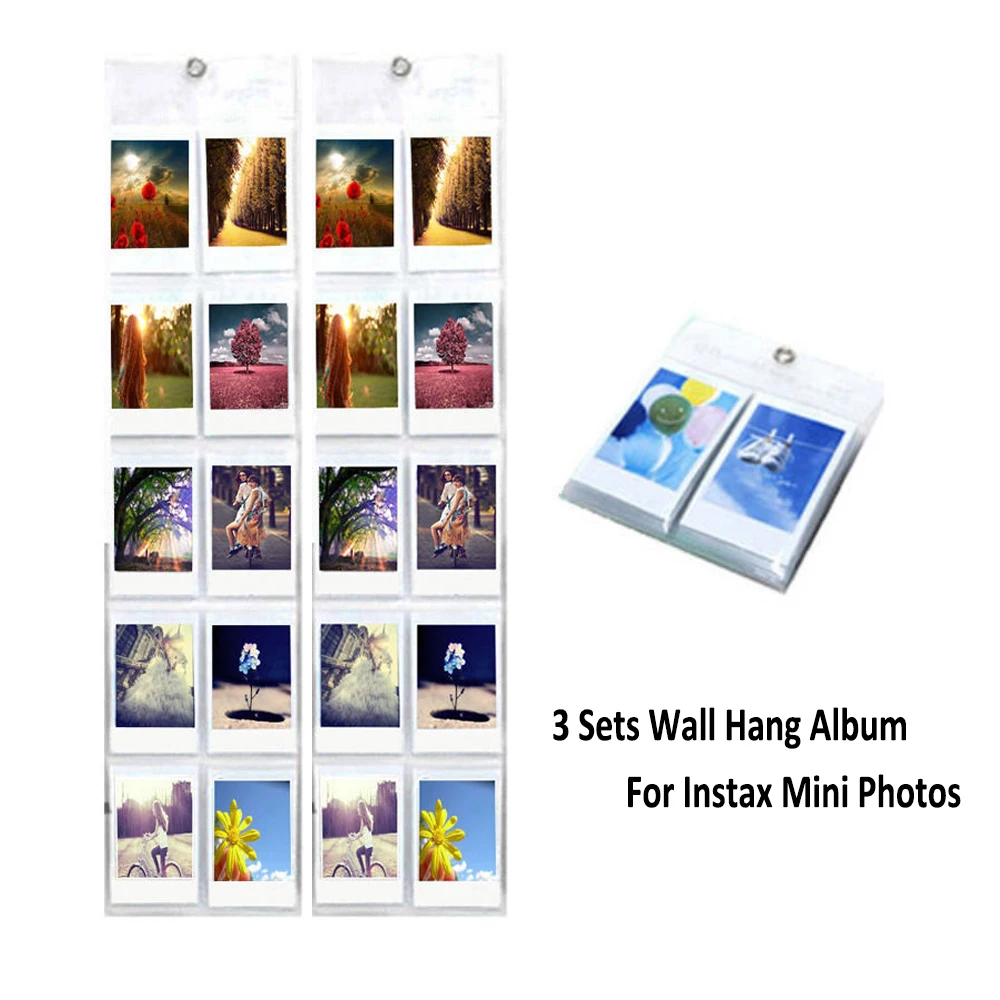 

3Pcs Hang Wall Display Album 10 Pockets Per Pack For Fujifilm Instax Mini 7s 8 9 70 Film Camera Paper Photos Films