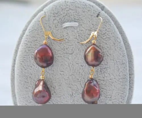 

FREE SHIPPING>>> free shipping 09295 coffee baroque KESHI reborn PEARL DANGLE EARRING
