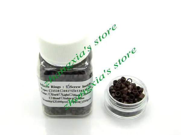 

4.5*3.0*3.0mm Mix Colors Micro Rings/Links/Beads/Tube For I-tip Hair Extensions Tools,with Screw Brown 1000pcs,Free Shipping
