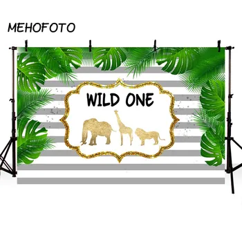 

MEHOFOTO Wild One Birthday Backdrop Jungle Party Animals Elephant Lion Giraffe Customized Children Photographic Backgrounds