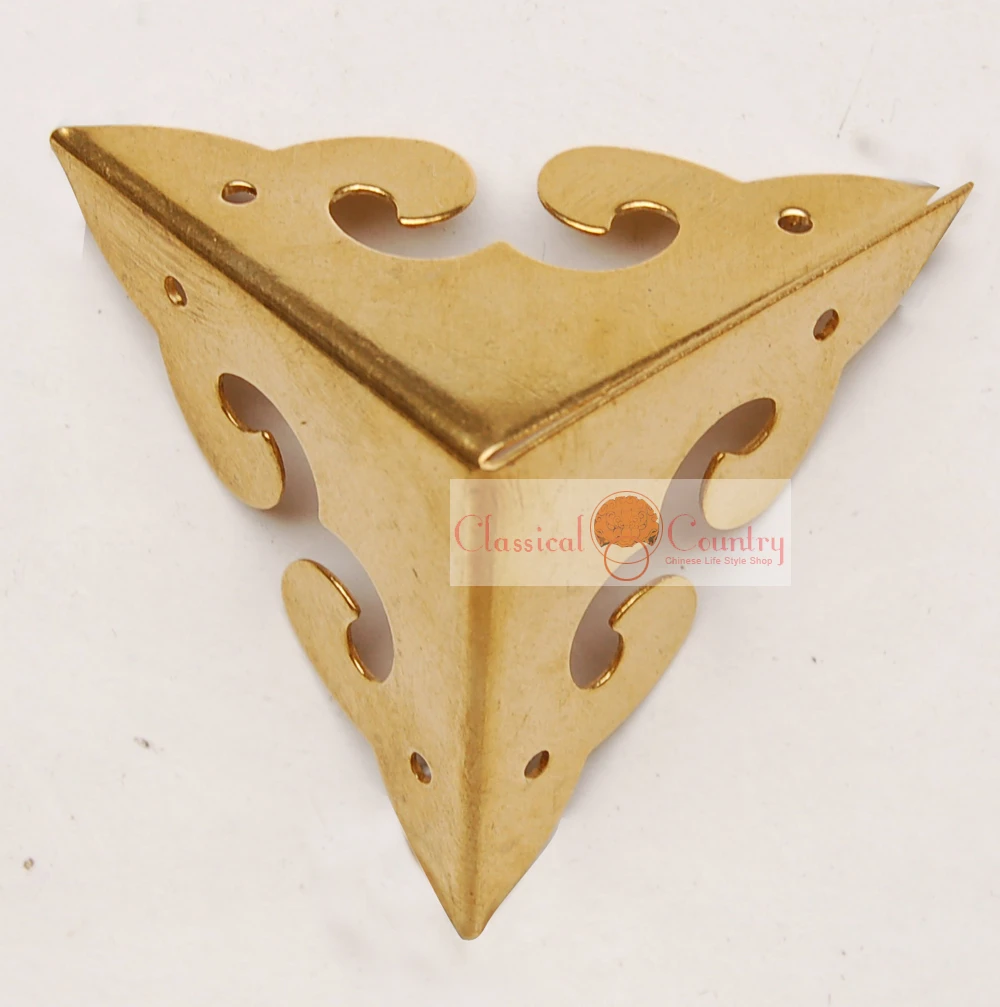 4 Brass Box Corners Protector for Chinese Furniture Hardware Trunk Jewelry Chest 4 Brass Box Corners Protector for Chinese Furniture Hardware Trunk Jewelry Chest