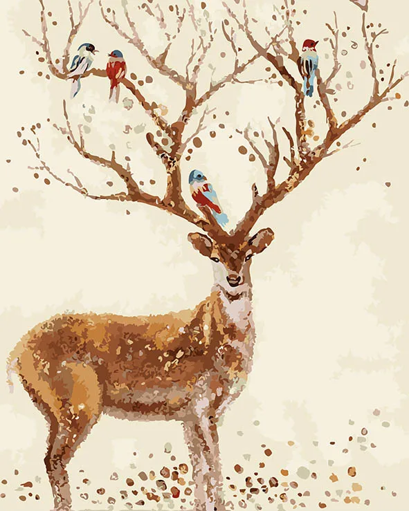 cioioil-C177 harmony deer Painting By Numbers Canvas Painitng Home Wall Art Picture Coloring | Дом и сад