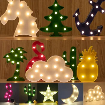 

3D Shine Table Lamp Flamingo Cactus Pineapple Night Light Moon Star Cloud Christmas Tree Novelty Luminar Nightlight Kids Bedroom