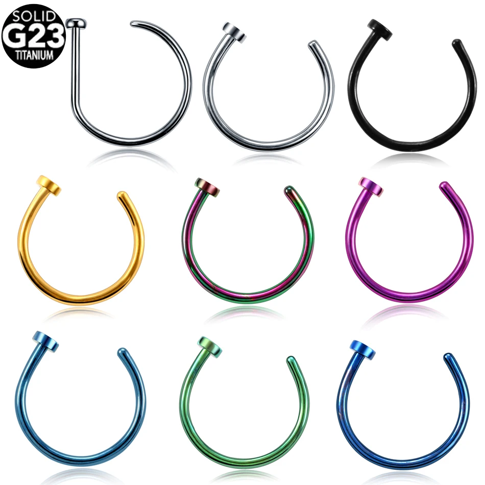 

1PC/Lot Medical G23 Titanium Fake Nose Ring Colors 18G /20G Clip Hoop Labret Piercing For Women Septum Piercing Tragus Jewelry