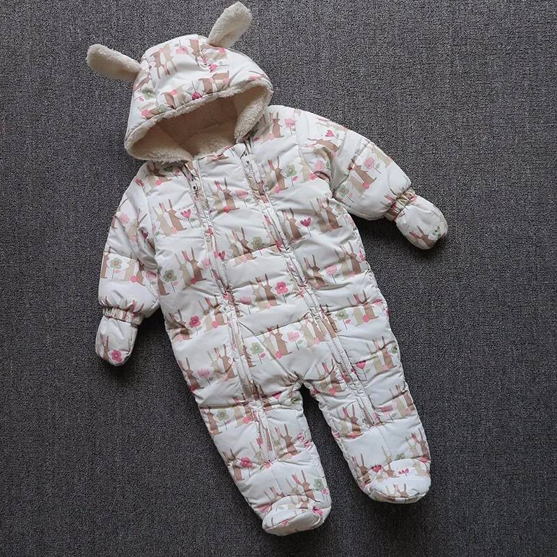 

Autumn winter Baby boy girl Cotton Hooded Rompers Newborn Jumpsuit One-piece Suit Kid Outerwear For 0-9M