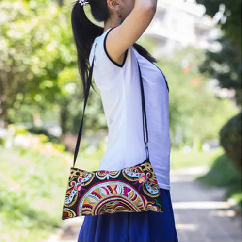 Новая модная женская сумка с вышивкой! Горячая Цветочная вышивка женская сумка через плечо и сумка через плечо универсальная национальная богемная оболочка держатель - Цвет: 9