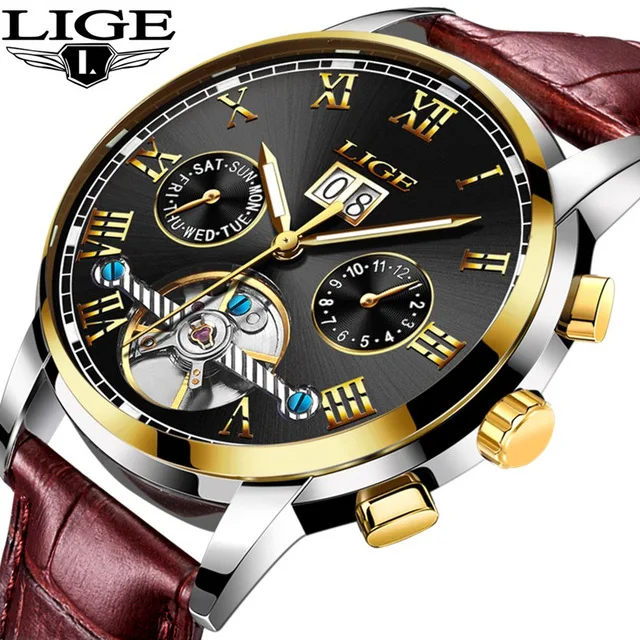 

LIGE Mens Watches Top Brand Luxury Clock Automatic Mechanical Watch Men Casual Business Waterproof Wrist watch Relogio Masculino