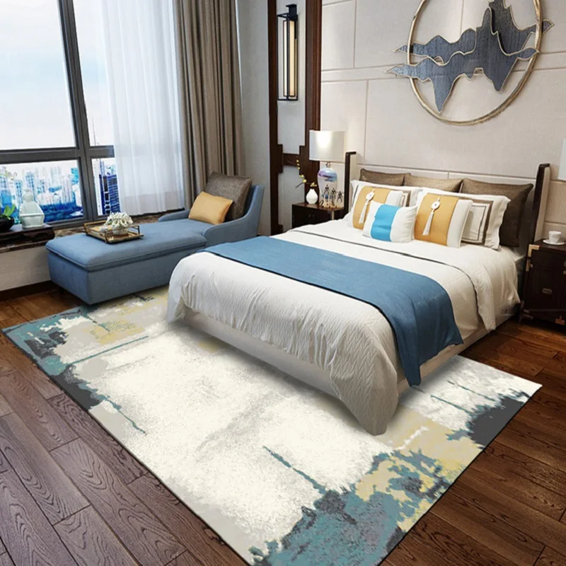 Модный прикроватный коврик для спальни в скандинавском стиле с абстрактным рисунком, ковер для гостиной, индивидуальный бархатный коврик с акварельным рисунком, нескользящий дверной коврик
