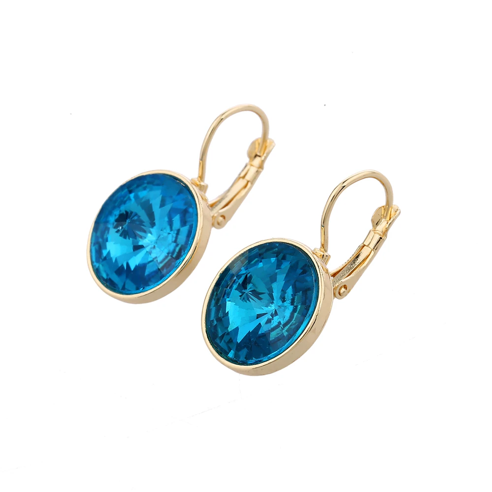 New arrival Fashion Gold French wire EarJewelry High quality CZ GLASS French clip Earring stud