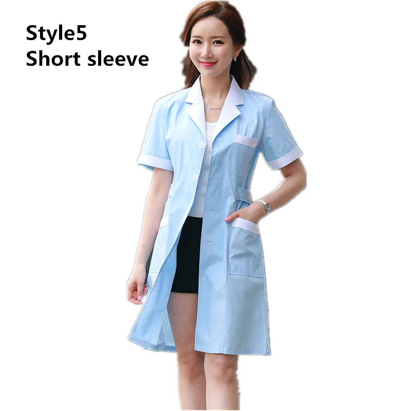 10 видов цветов медицинская форма медсестры лаборатория белое пальто аптека красота больница клиника рабочая одежда униформа для женщин медицинская одежда - Цвет: short sleeve