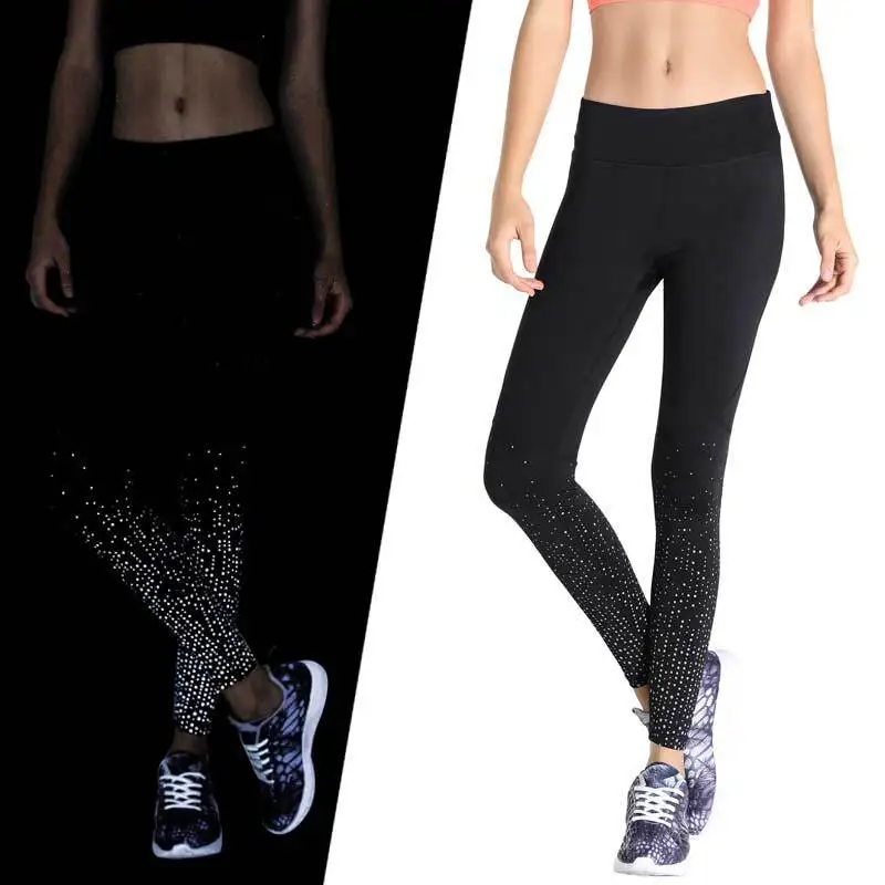 

Tights Yoga Pants Ladies Reflective Printed Running Sweatpants Pilates Fitness Leggings FK88