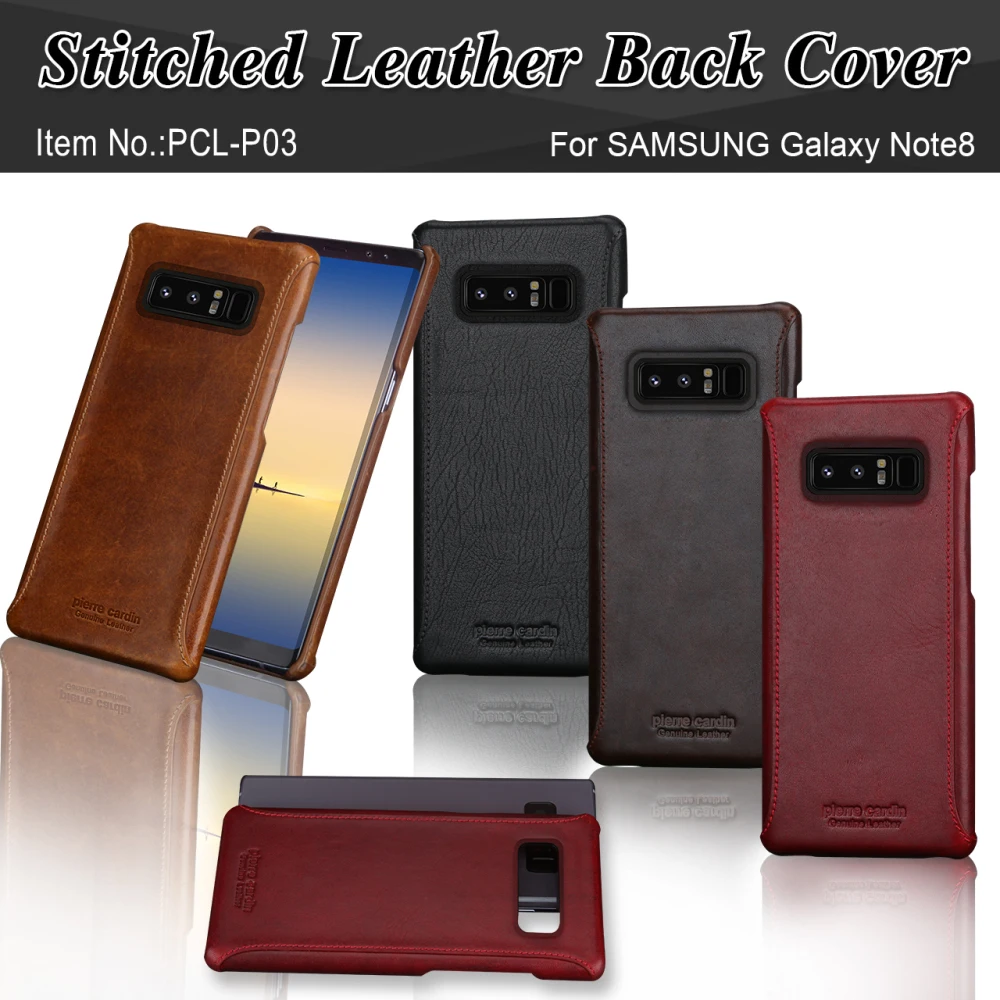 

Pierre Cardin Brand New Vintage Genuine Leather Phone Case For Samsung Galaxy Note 8 Slim Hard Back Cover Case Free Shipping