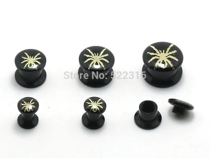 12pcs mix acrylic screw Internal Thread Spider Gold Picture Stash Ear