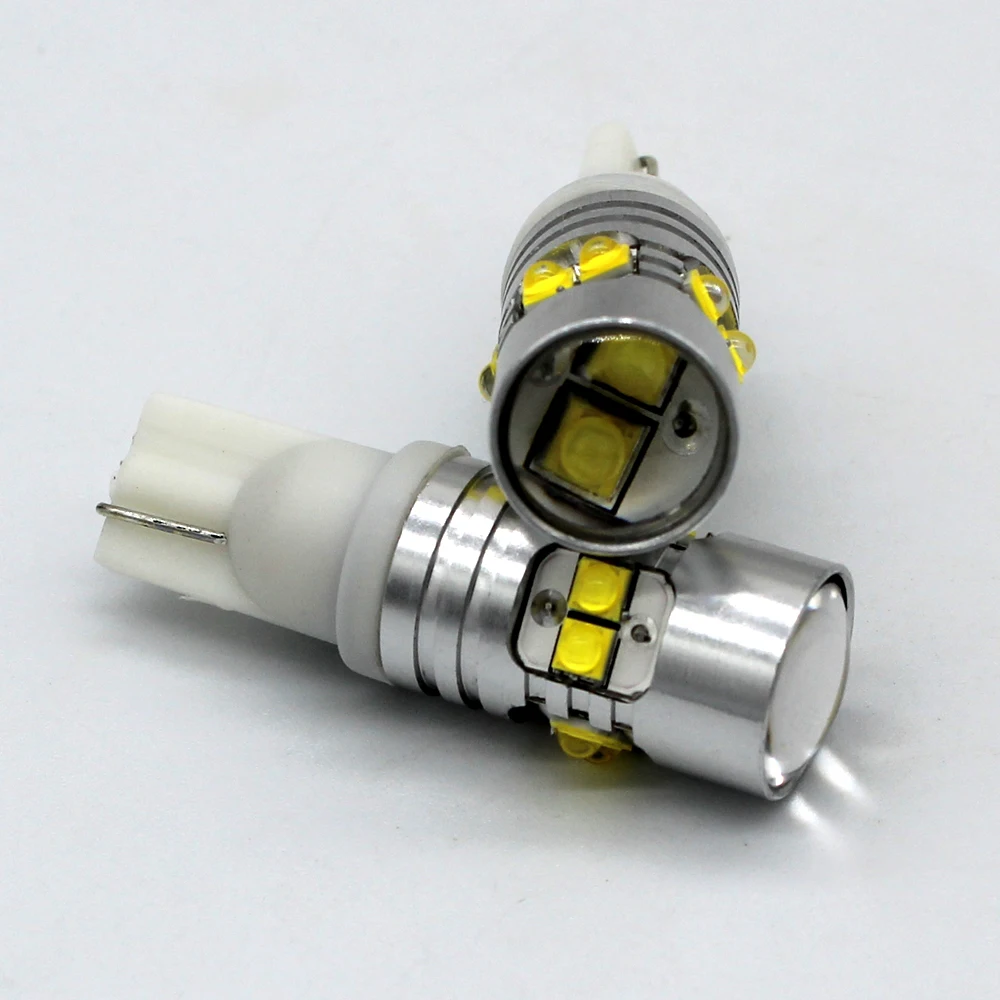 2x T10 194 W5W CREE чип Led белый/желтый 50 Вт с Len проектор Алюминиевый Чехол лампы DRL Автомобильный интерьер обратный источник светильник