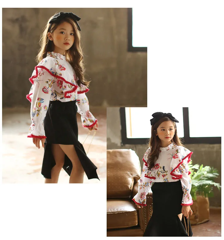 floral pattern teenage girls clothes kid autumn spring fashion baby shirt girls blouse casual children clothing long sleeve tops (7)