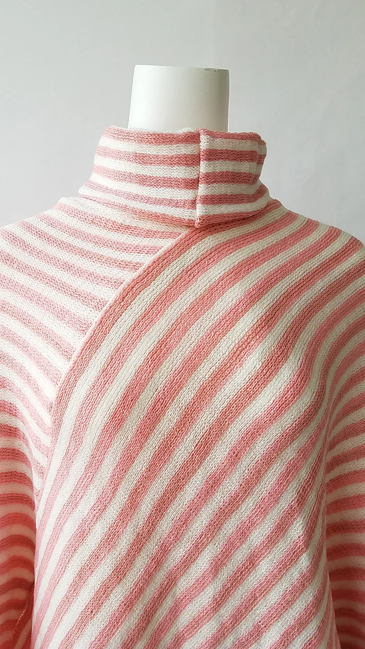 Зима полосы пончо с кисточками свитер шали Для женщин Высокая Шея Теплый Вязание Рождественский подарок пиджаки обертывания