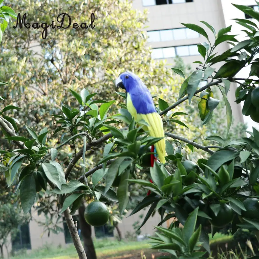 12'' / 30cm Decorative Feather Parrot Model Artificial Bird Statue Macaw Figurine Fancy Dress Props Garden Lwan Tree Decor