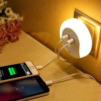 

Dual USB LED Night Light Plug Charger Sensor Port Night Light Wall Plate Lamp