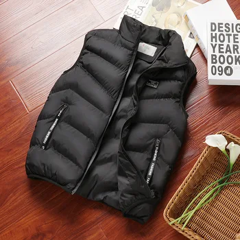 

2020 Autumn Winter Mens Vest Men's Fashion Warm Sleeveless Jacket Casual Stand Collar Waistcoat Thicken Wadded Vest Coat Male