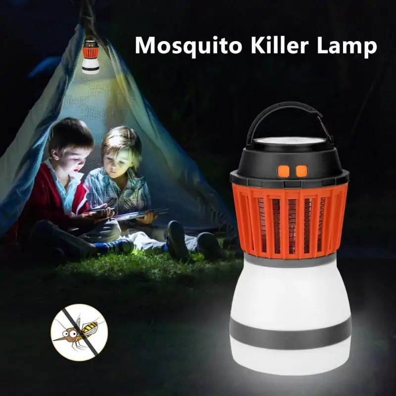 Mosquito Убийца лампы Перезаряжаемые устройство для уничтожения насекомых Светодиодный Палатка Фонари с мухобойка зарядка через usb и