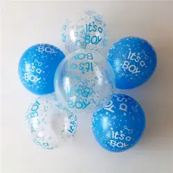 50 шт./лот это для маленьких мальчиков латексные шары для дня рождения, 12 дюймов 2.8 г прозрачный и синий Baby Shower партии украшение