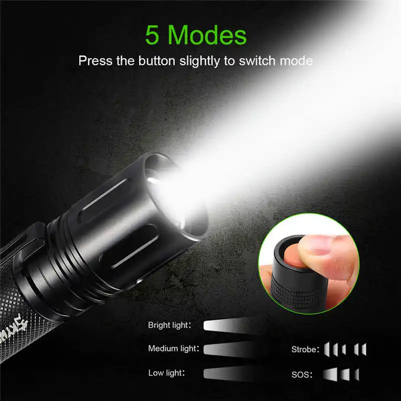 10000LM Zoomable Tactical Military LED 18650 Flashlight Torch Lamp Light powerful led flashlight torch flashlight t6 #4A30 (3)