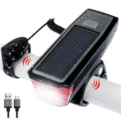 Ветер Talk солнечной энергии велосипед свет передний водостойкий 350 люмен велосипедный колокольчик свет светодио дный светодиодный USB