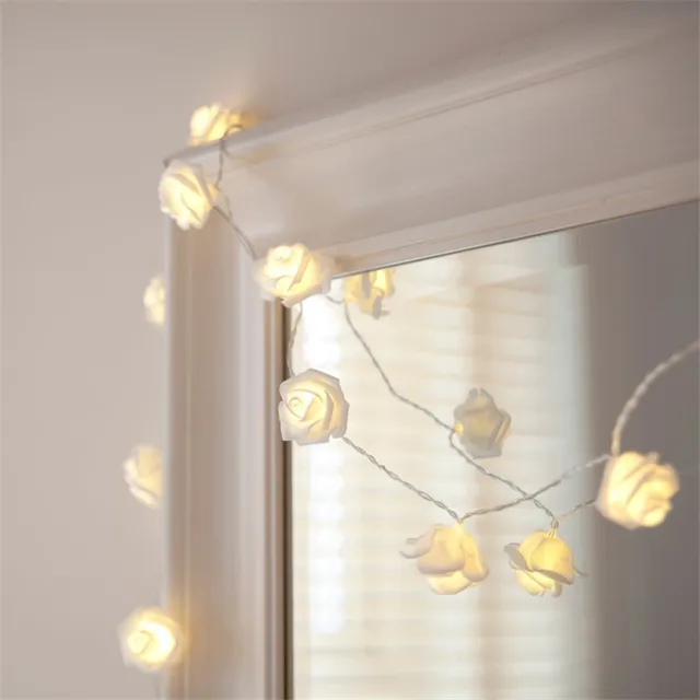 1M/2M/3M Battery Operated LED Rose Flower Christmas Holiday String Lights for Valentine Wedding Decoration HOT SALE Luminarias