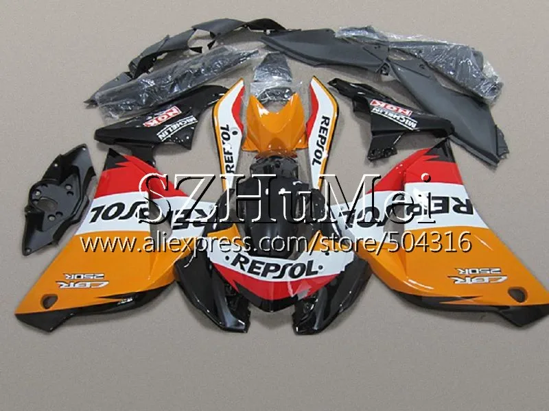 No. 9 Литые изделия для Honda CBR250R MC41, возрастом 11, 12, 13, 14, 15, CBR250 R 117SH. 18 CBR 250R 250 R Красный Белый Горячая 2011 2012 2013 обтекатели - Цвет: No. 9
