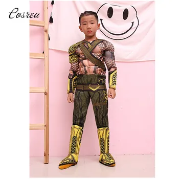 

Movie Justice League Aquaman Costume Onesie Kids Bodysuits One-piece Zentai Jumpsuits Cosplay High Quality Superhero Costumes