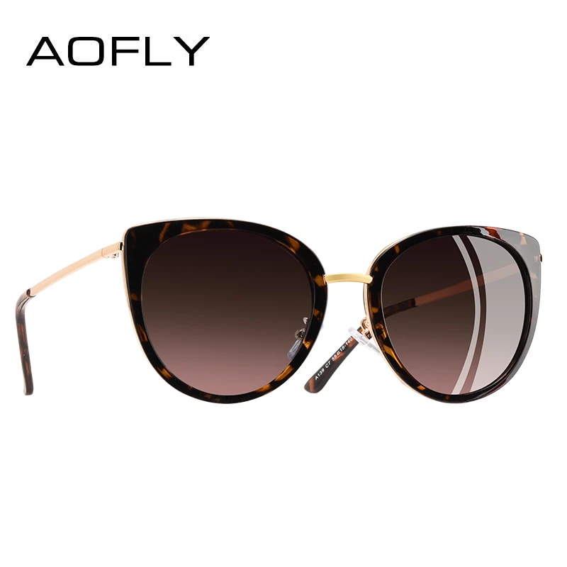 C3Brown AOFLY,, фирменный дизайн, кошачий глаз, солнцезащитные очки для женщин, Ретро стиль, для девушек, поляризационные, солнцезащитные очки, женские, оттенки, металлическая оправа, очки Gafas - Цвет линз: C3Brown