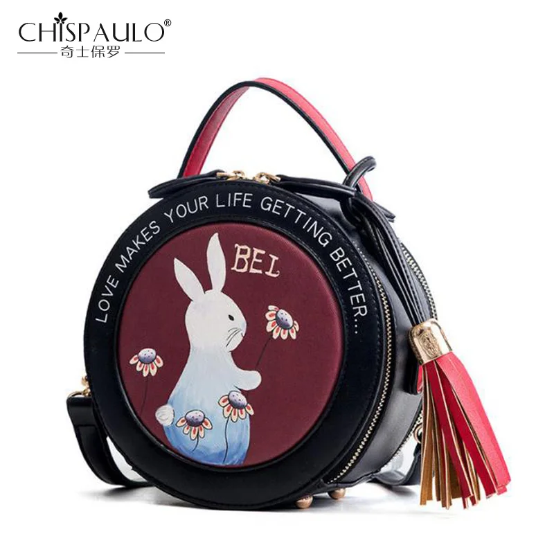 

New White rabbit pattern Women HandBag Designer Brands PU Leather Shoulder Woman's Fashion Messenger Crossbody Luxury Women Bag
