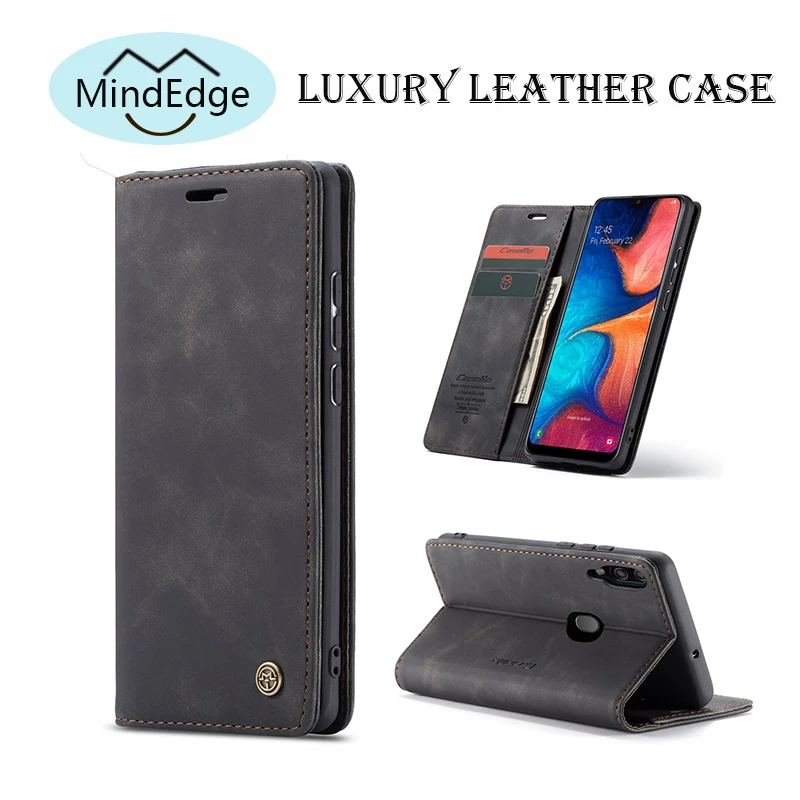 Kickstand Flip Leather Wallet Case for Samsung Galaxy M20 M10 Card Holder A20 A30 A40 A50 A70 Coque | Мобильные телефоны и