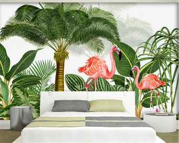 

beibehang customized to any size of high-fashion 3d wallpaper Rainforest flamingo watercolor background wall papers home decor