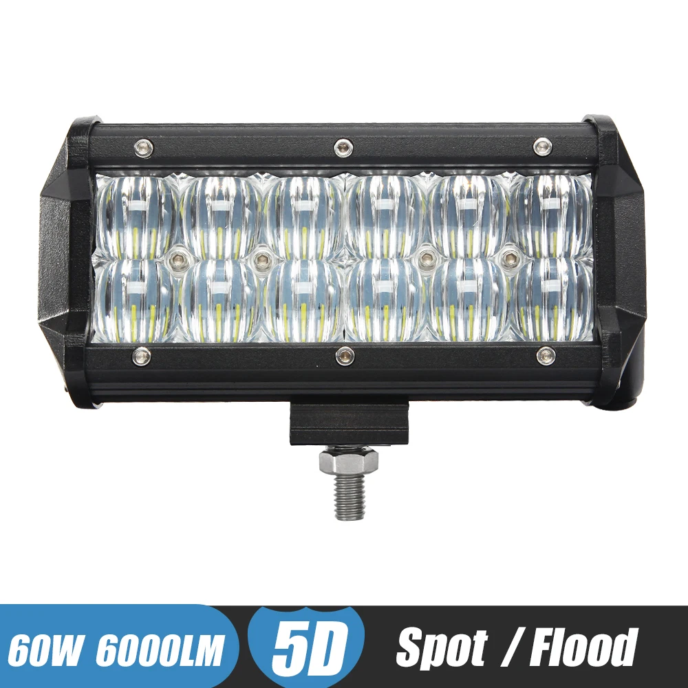 60W Offroad LED Bar Spot Flood 6.5'' LED Work Light Fog Lamp for Boat