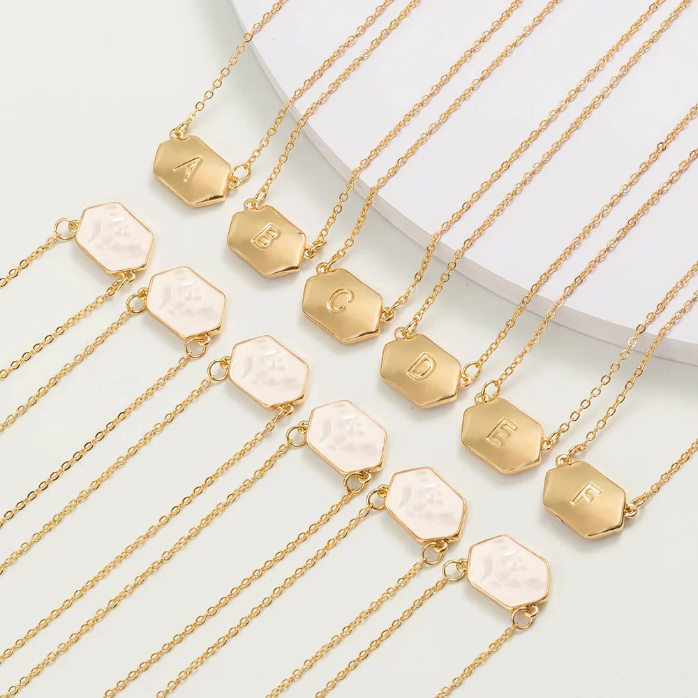 

ZHOUYANG Necklace For Women Letter A-Z Simple Style Light Gold Color & Silver Color Pendant Necklace Brithday Gift KAN027