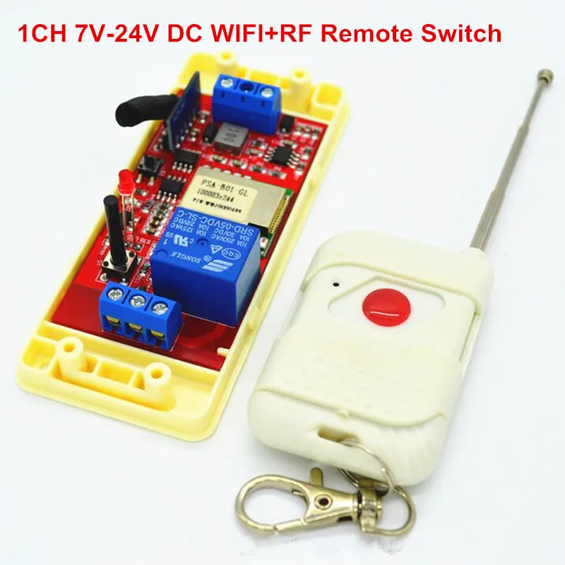 New 1 Way 7V 12V 24V DC DIY Smart WIFI Switch Relay ,RF 433mhz Wireless
