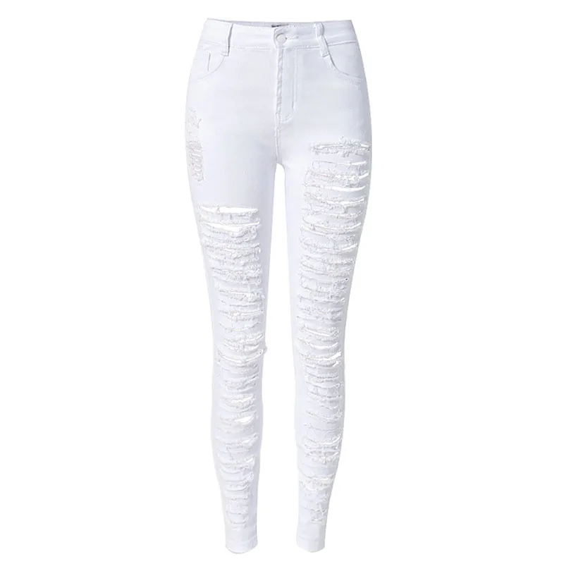 Aliexpress.com : Buy New Ladies White Ripped Jeans Woman Skinny high ...