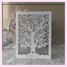 100 шт./лот лазерная резка Любовь Дерево Свадебная карточка приглашения вечерние пригласительные карты пользовательское имя и дата Свадебные украшения