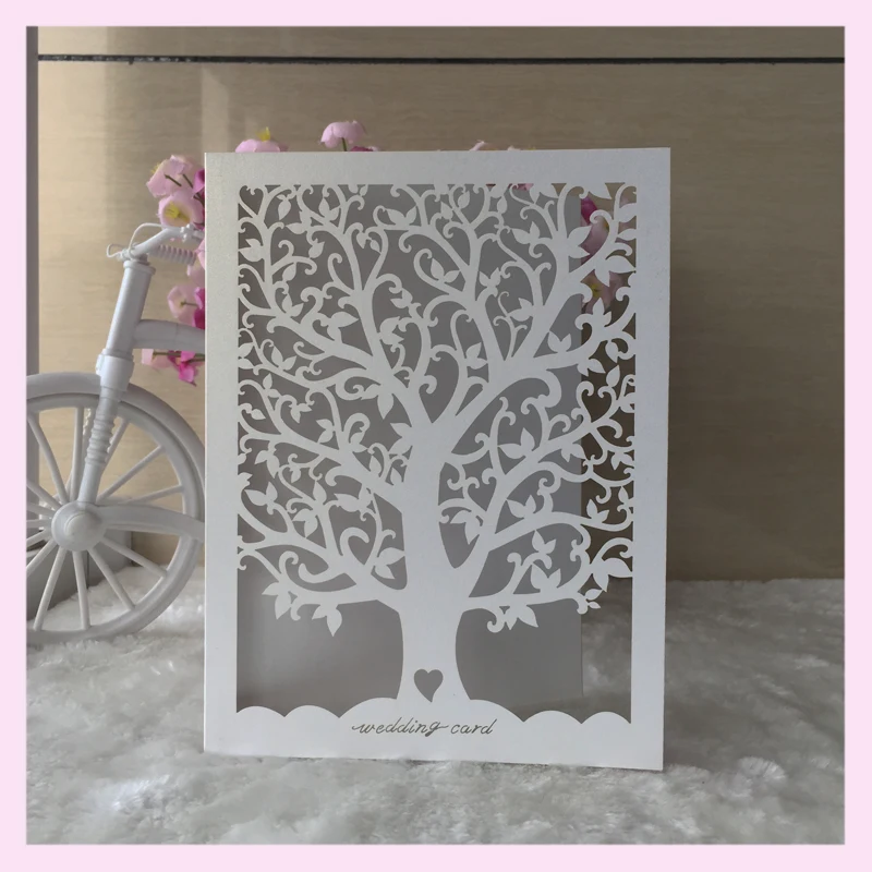 100pcs Lot Laser Cut Love Tree Wedding Invitation Card Greeting 100pcs Lot Laser Cut Love Tree Wedding Invitation Card Greeting Party Custom Name And Date Decoration In Cards Invitations From